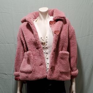 Zara teddy coat with new heart shaped buttons